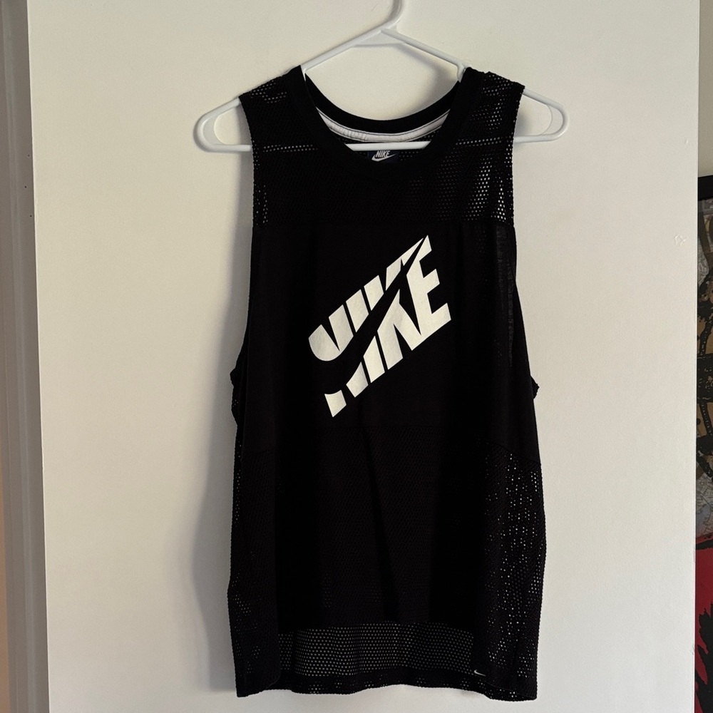 Nike Women's Black and White Mesh Tank